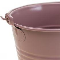 Sodų vazonas vintažinis dekoratyvinis metalinis kibiras senai rožinis Ø16cm H24cm
