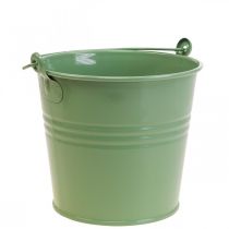 Sodintuvas vintažinis dekoratyvinis metalinis kibiras šviesiai žalias Ø16cm H24cm