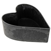 daiktų Augalų dubuo, širdies formos, dekoratyvinis plastikinis dubuo, antracito spalvos, 13 × 16 × 6,5 cm