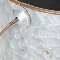 daiktų Metalinis vazonas su rankena, sidabro spalvos, rudos spalvos, aukštis 22/20 cm, ilgis 42/40 cm, 2 vnt. rinkinys