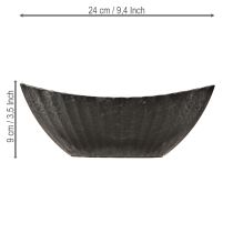 daiktų Augalų vazonas su grioveliais, sodinimo valtelė, antracito spalvos, 24 cm