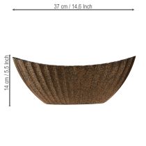 daiktų Gėlių vazonas su grioveliais, ovalus, antracito spalvos, aukso spalvos, 36 cm