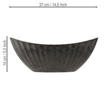 daiktų Gėlių vazonas su grioveliais, ovalus, antracito spalvos, laivelis, 36 cm