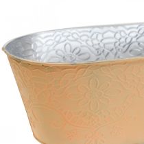 Augalų dubuo metalinis gėlių dubuo ovalus oranžinis 25x14,5x10cm