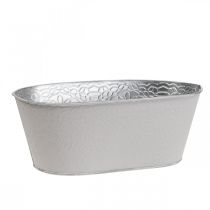 Augalų dubuo metalinis gėlių dubuo ovalus kreminis 25x14,5x10cm