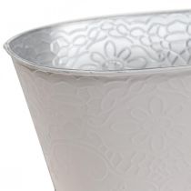 Augalų dubuo metalinis gėlių dubuo ovalus kreminis 25x14,5x10cm
