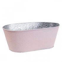 Augalų dubuo metalinis gėlių dubuo ovalus rožinis 25x14,5x10cm