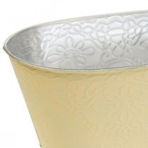 Augalų dubuo metalinis gėlių dubuo ovalus geltonas 25x14,5x10cm