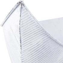 daiktų Augalų dubuo valtis metalinė balta sidabrinė 54,5/48/42cm rinkinys iš 3 vnt