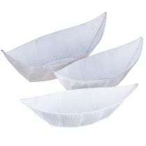 daiktų Vazonas-vazonas, laivelio formos, metalinis, baltas/sidabrinis, 54,5/48/42 cm, 3 vnt. rinkinys