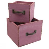 daiktų Augalų stalčių augalų dėžutė medinė violetinė 12,5/16cm rinkinys iš 2