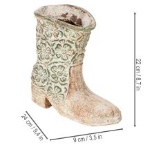 daiktų Gėlių vazonas, kaubojaus stiliaus batas, vintažinis gėlių raštas, 24 cm