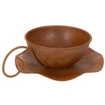 daiktų Sodo puodelis su lėkštute, vazonas, rūdžių spalvos, Ø19,5 cm, aukštis8 cm