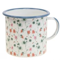 Augalinis puodelis emalio dekoratyvinis puodelis gėlių motyvai Ø11cm