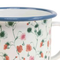 Augalinis puodelis emalio dekoratyvinis puodelis gėlių motyvai Ø11cm