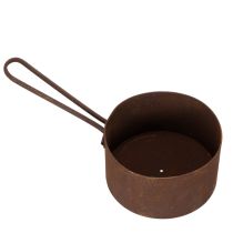 daiktų Metalinis augalų vazonas, sodintuvas, rūdžių spalvos keptuvė, dekoratyvinis elementas, Ø20cm, aukštis11cm