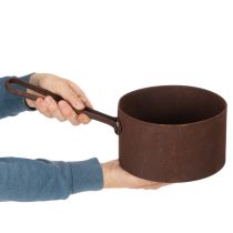 daiktų Metalinis augalų vazonas, sodintuvas, rūdžių spalvos keptuvė, dekoratyvinis elementas, Ø20cm, aukštis11cm