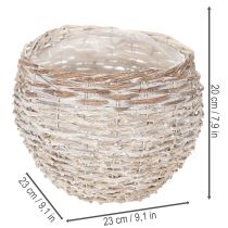 daiktų Apvalus pintas krepšelis, didelis dekoratyvinis krepšelis sodinimui, 23 cm