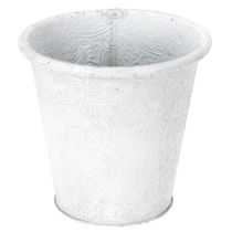 daiktų Augalų vazonas su ornamentais, vazonas, metalinis indas, baltas, Ø15,5 cm, aukštis14,5 cm