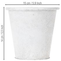 daiktų Augalų vazonas su ornamentais, vazonas, metalinis indas, baltas, Ø15,5 cm, aukštis14,5 cm