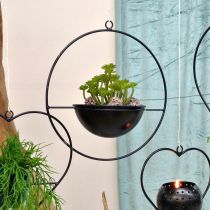 daiktų Vazonas pakabinti juodą metalinį žiedą Ø38cm su dubuo Ø15cm