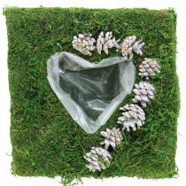 Augalinės pagalvėlės širdelės samanos ir kūgiai, skalbti balti 25 × 25 cm
