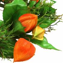 daiktų Dirbtinis fizaliso vainikas, oranžinis ir žalias, Ø28cm, rudens dekoracija