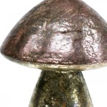 Deco grybai rožiniai rudeniniai papuošimai metaliniai Ø9cm A13,5cm 2vnt