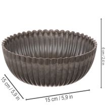 daiktų Briaunotas dubuo, antracito spalvos, dekoratyvinis dubuo, apvalus, 15 cm, 2 vnt.