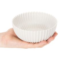 daiktų Apvalus, briaunotas baltas dubuo, universaliam dekoravimui, 15 cm, 2 vnt.