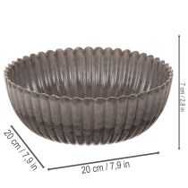 daiktų Apvalus, grioveliais išraižytas dubuo, dekoratyvinis indas gėlių kompozicijoms, 20 cm, 2 vnt.