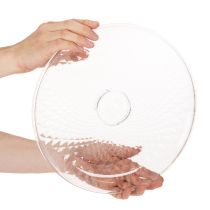 daiktų Dekoratyvinis permatomas apvalus dubuo su kojele, 32 cm