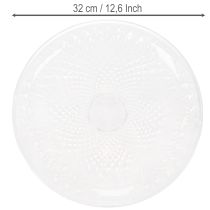 daiktų Dekoratyvinis permatomas apvalus dubuo su kojele, 32 cm