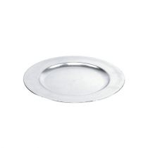 Plastikinė plokštelė 25cm sidabrinė su sidabro lapelio efektu