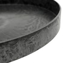 daiktų Plastikinės lėkštės dekoratyvinė lėkštė pilkai balta Ø22cm/27cm rinkinyje 2 vnt