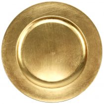 Plastikinė plokštelė 25 cm aukso spalvos su aukso lapo efektu