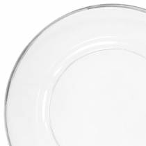 Dekoratyvinė lėkštė su sidabriniu apvadu skaidraus plastiko Ø33cm