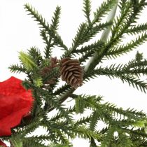 daiktų Dekoratyvinis vainikas puansetija ir spygliuočių šakos dirbtinai Ø30cm