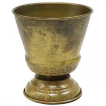 Senovinis vazonas metalinis puodelis vaza žalvaris Ø11,5cm H13,5cm