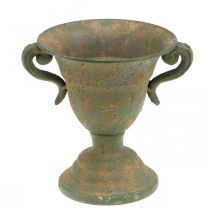 Metalinė amfora, augalinis puodelis, taurė su rankenomis Ø12,5cm H15cm