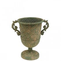 Puodelis sodinimui, taurė su rankenomis, metalinis indas senovinės išvaizdos Ø15,5cm H23,5cm
