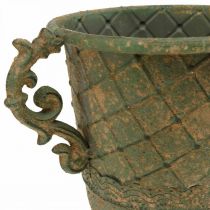 Puodelis sodinimui, taurė su rankenomis, metalinis indas senovinės išvaizdos Ø15,5cm H23,5cm