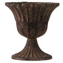 daiktų Puodelio vaza dekoratyvinis puodelis metalinis rudas senovinis Ø14cm H12cm