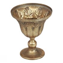 Puodelio vazos dekoravimo taurė metalinė taurė auksinė senovinė Ø13cm H15,5cm