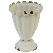 Puodelio vaza metalinė dekoratyvinė taurė kreminė ruda Ø9cm H13cm