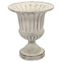 Puodelis Vaza Metal Deco Shabby Chic Balta Pilka H24cm Ø20cm