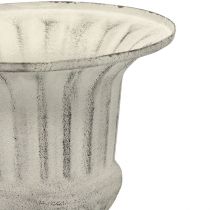Puodelis Vaza Metal Deco Shabby Chic Balta Pilka H24cm Ø20cm