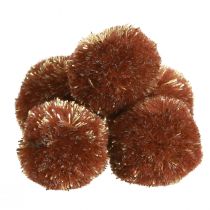 daiktų Pomponai su blizgučiais rudais 2,5cm pomponai 2 maišeliai – 24vnt