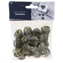 daiktų Pomponai su blizgučiais žaliais 2,5cm pomponai 2 maišeliai – 24 vnt