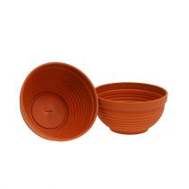 daiktų R formos dubenėliai plastikiniai terakotos spalvos Ø17 cm, 10 vnt.